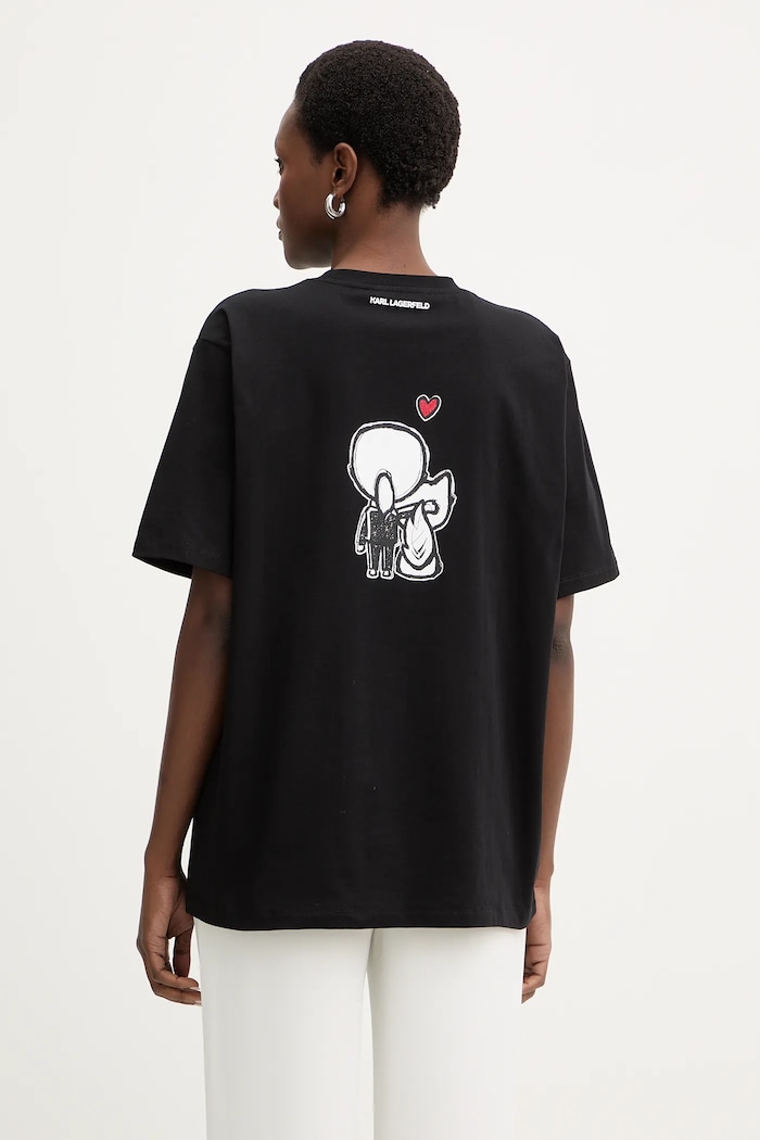 Ρούχα Βαμβακερό μπλουζάκι Karl Lagerfeld IKON B1W17090 μαύρο
