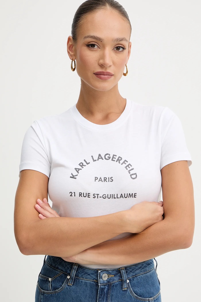 Karl Lagerfeld pamut póló fehér B1W17033