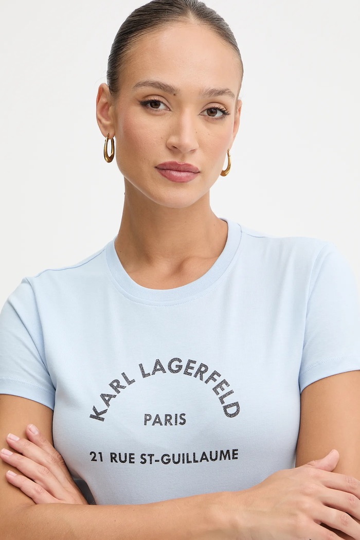 Karl Lagerfeld pamut póló kék B1W17033