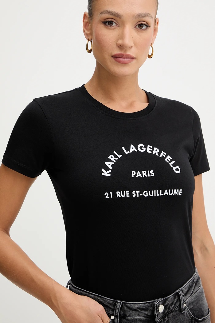 Karl Lagerfeld pamut póló fekete B1W17033