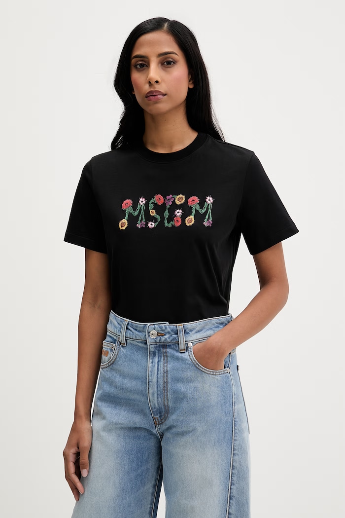 MSGM tricou din bumbac imprimeu negru 4041MDM124N.267002