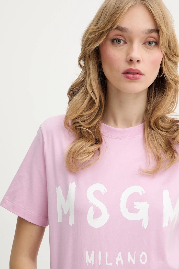 Бавовняна футболка MSGM рожевий 4041MDM510.267002