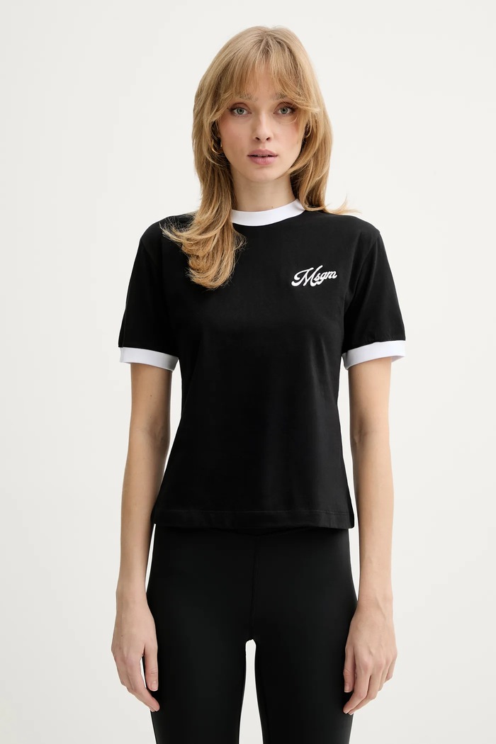 MSGM pamut póló pamut fekete 4041MDM112D.267002