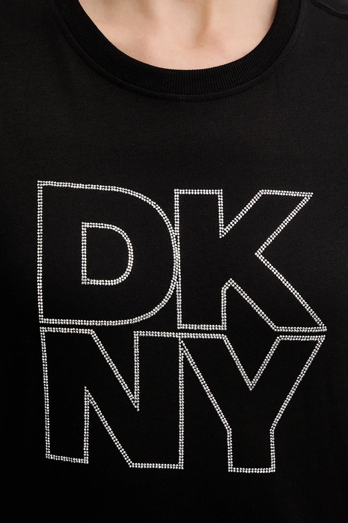 Памучна тениска Dkny DP6T1533 черен