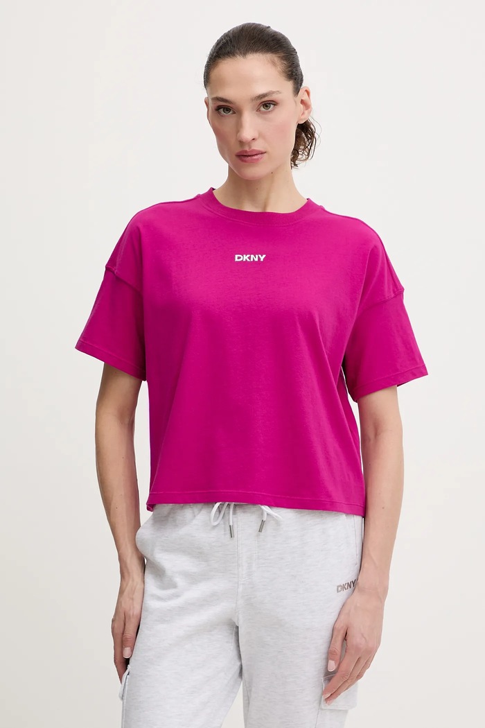 DKNY tricou pentru femei din bumbac uni roz DP6T1662