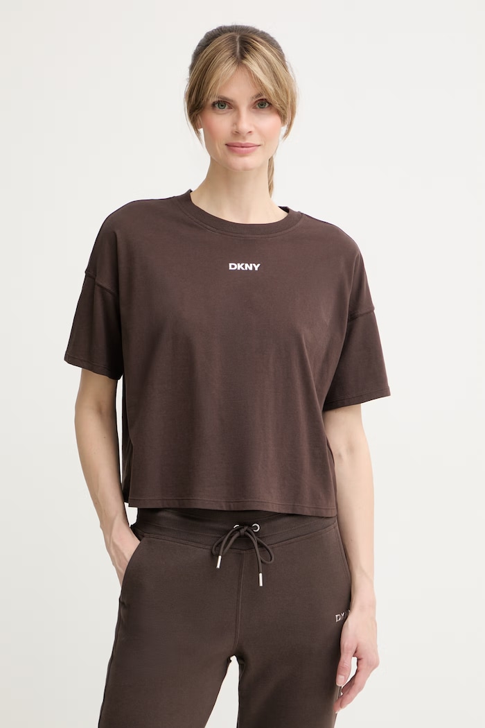 DKNY tričko dámske bavlnené hnedá DP6T1662