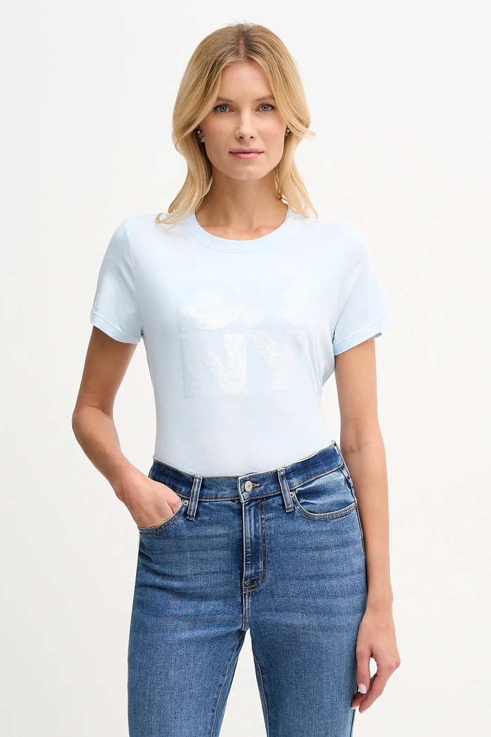Dkny t-shirt aplikációval kék DJ6T1684