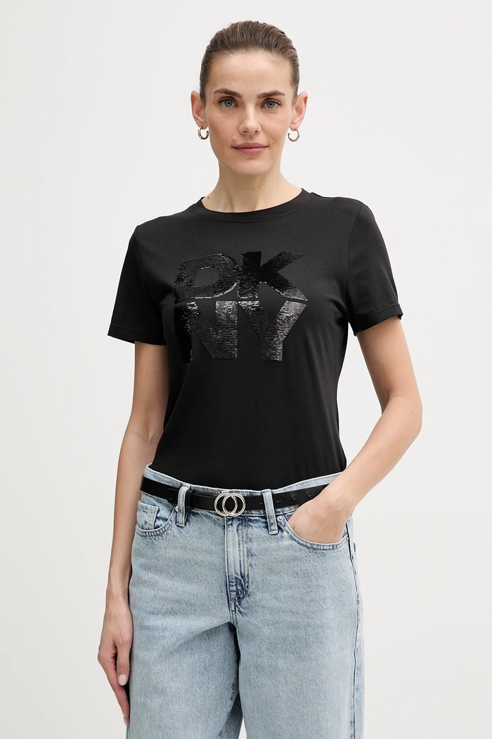 Dkny t-shirt aplikációval fekete DJ6T1684