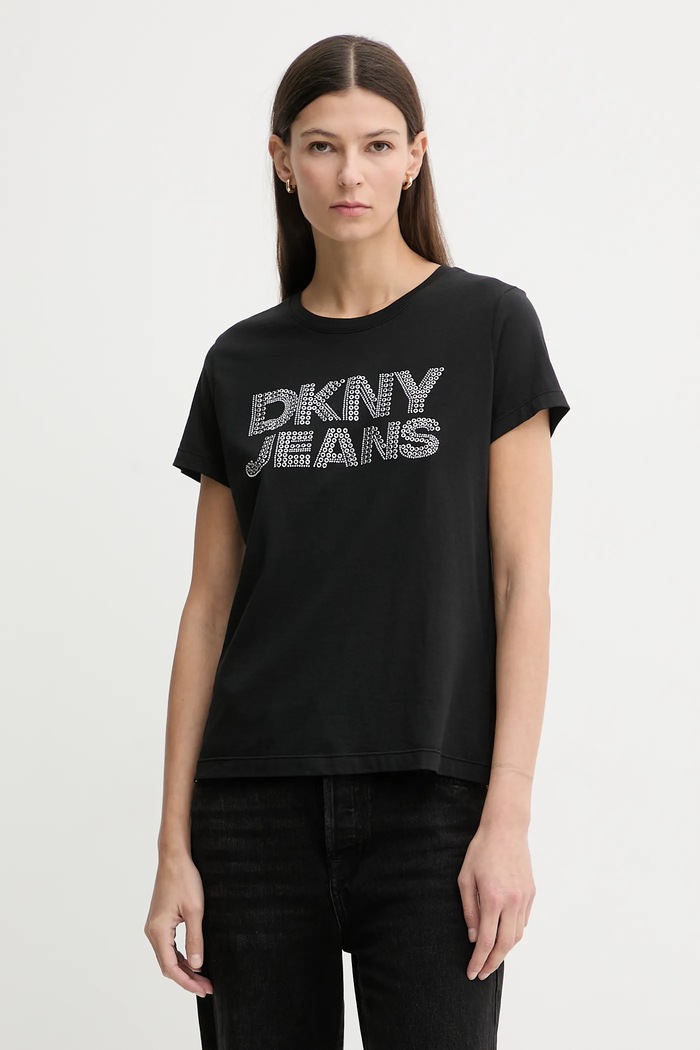 Тениска Dkny щампа черен DJ6T1692