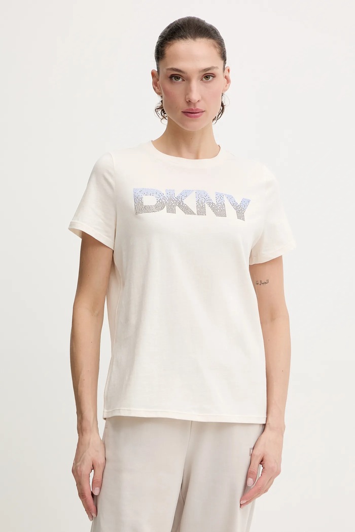 Dkny pamut póló pamut bézs DP6T1557