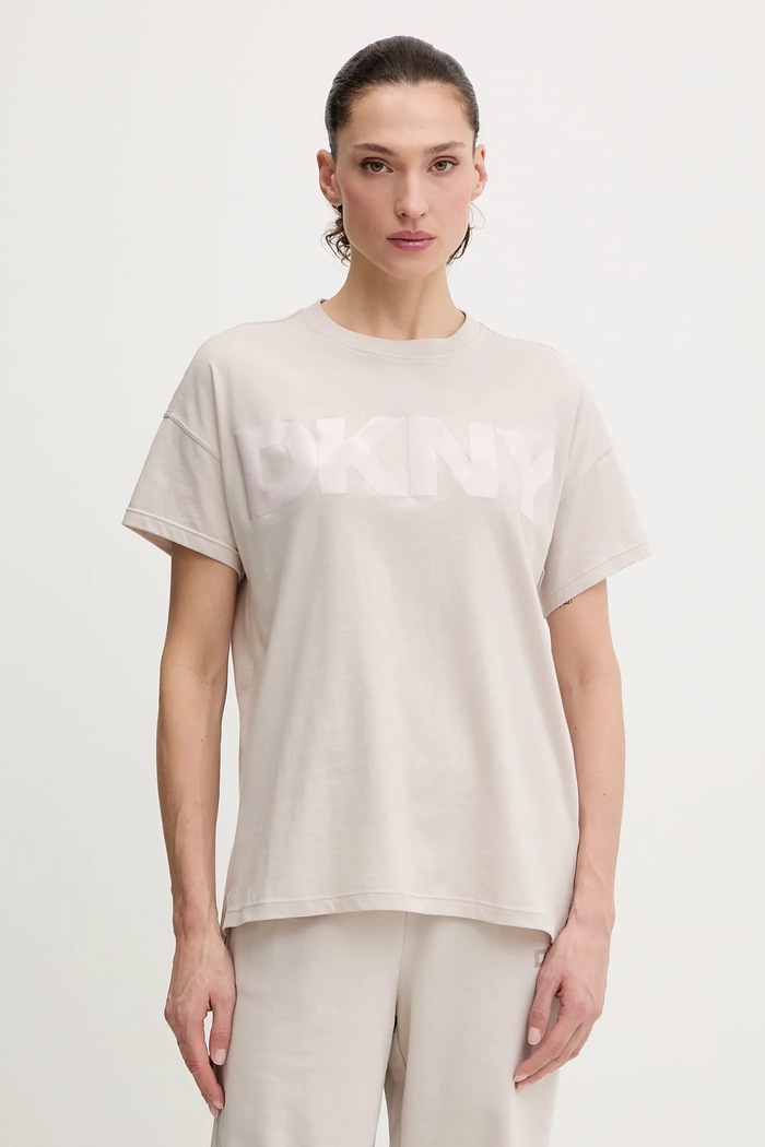 Dkny pamut póló pamut bézs DP6T1534