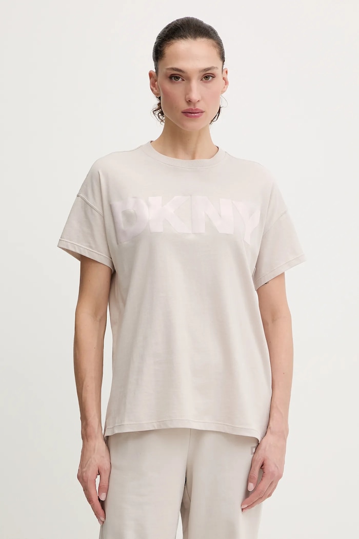 Dkny pamut póló pamut bézs DP6T1534