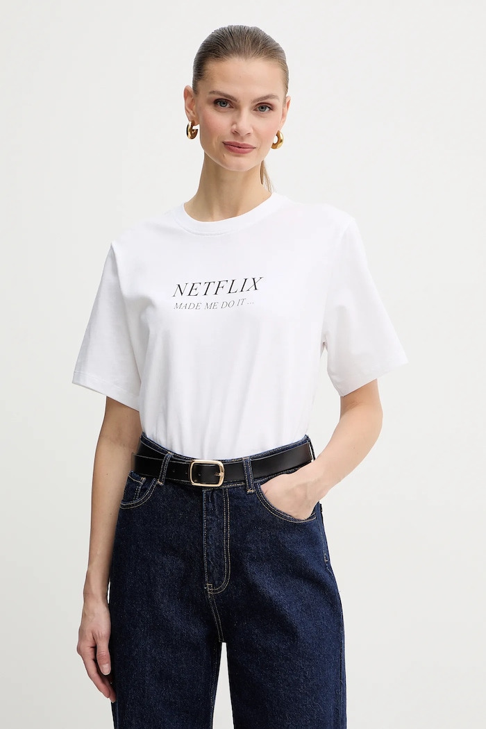 Bavlnené tričko Victoria Beckham relaxed biela 1325JTS006477A