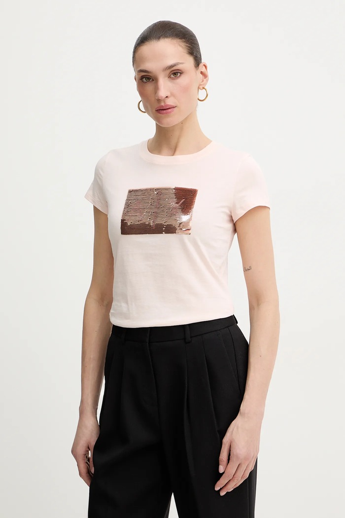 Pamučna majica Armani Exchange pamuk roza 8NYTDL.YJ73Z.
