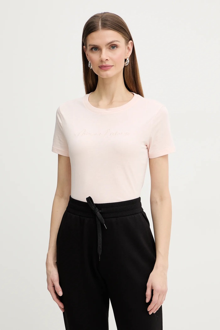 Armani Exchange basic tričko dámske jednofarebný ružová XW000839.AF10356.