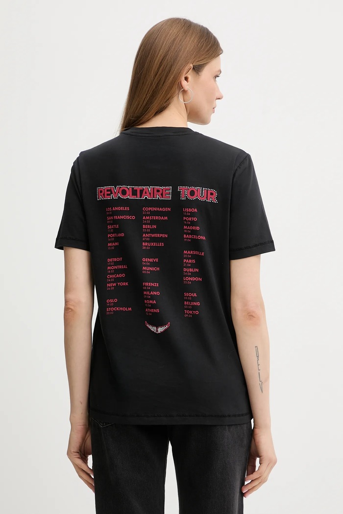 Ρούχα Βαμβακερό μπλουζάκι ZADIG&VOLTAIRE JWTS02856 μαύρο