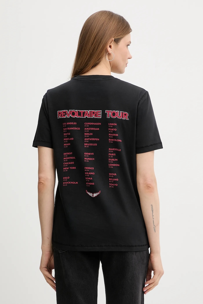 Ρούχα Βαμβακερό μπλουζάκι ZADIG&VOLTAIRE JWTS02856 μαύρο