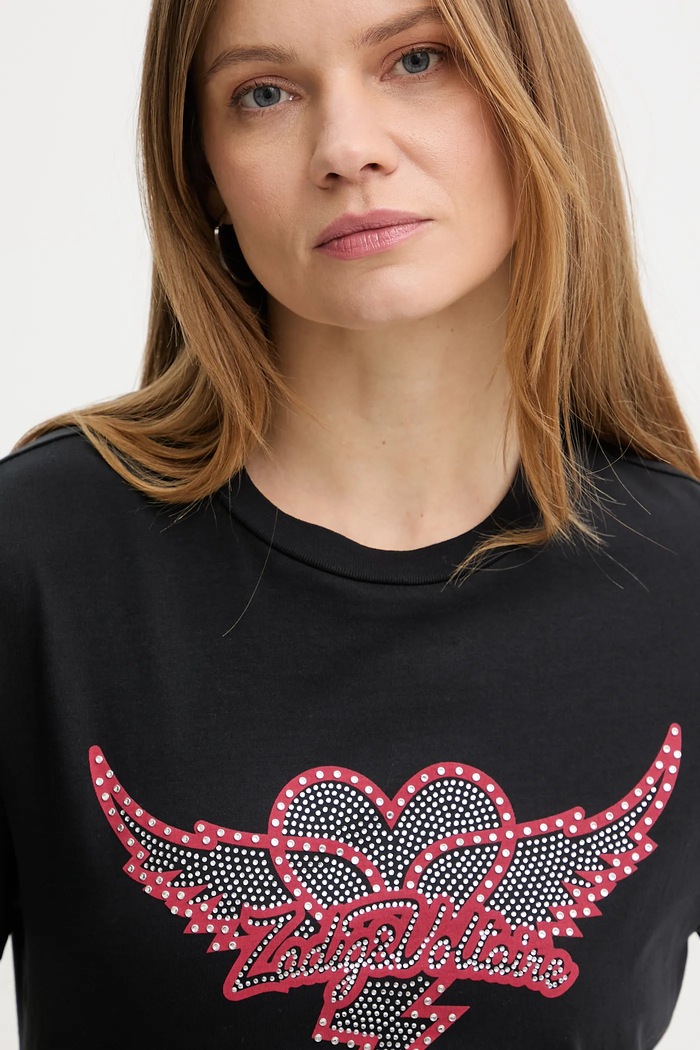 Βαμβακερό μπλουζάκι ZADIG&VOLTAIRE μαύρο JWTS02856