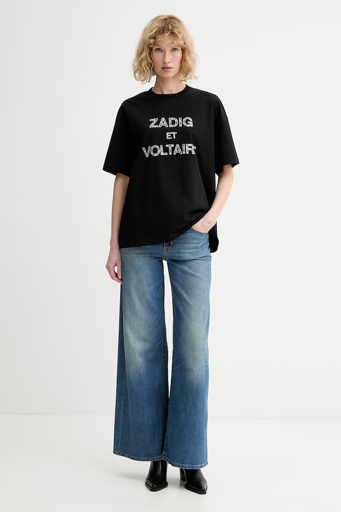 Βαμβακερό μπλουζάκι ZADIG&VOLTAIRE JWTS02883 μαύρο SS26
