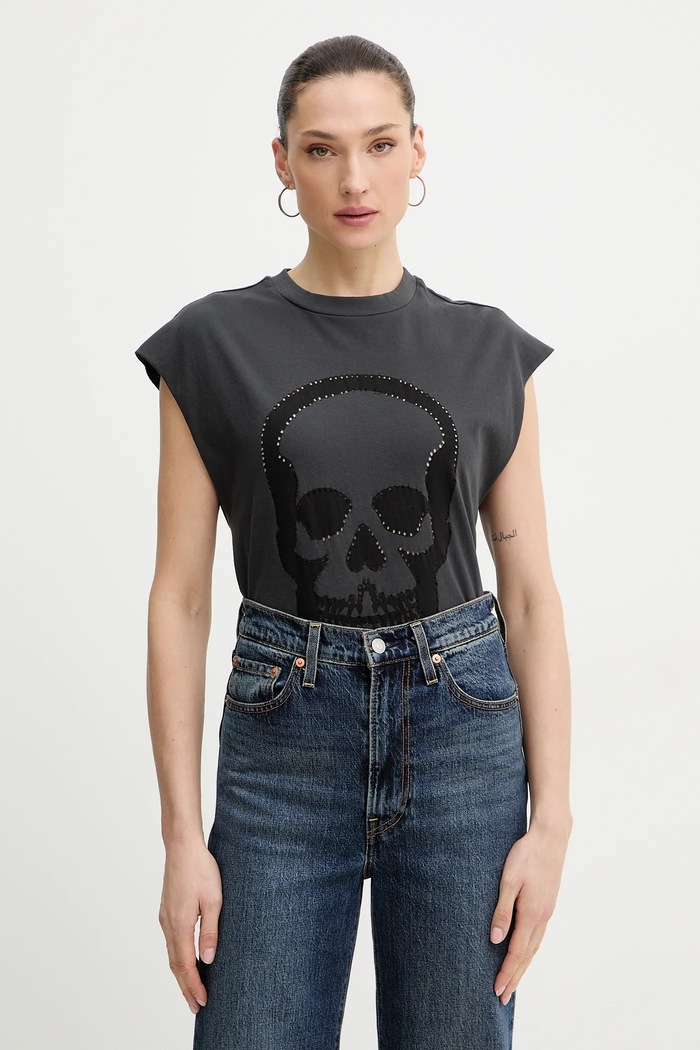 Βαμβακερό τοπ ZADIG&VOLTAIRE βαμβάκι γκρί JWTT01290
