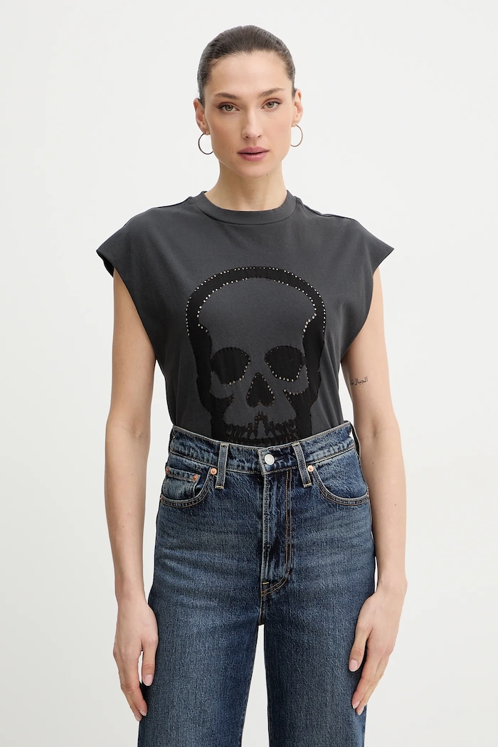 Βαμβακερό τοπ ZADIG&VOLTAIRE βαμβάκι γκρί JWTT01290