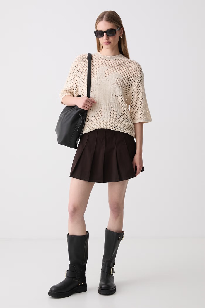 Zadig&Voltaire pulover kratkih rukava za žene s lanom KWSW02924 bež SS26