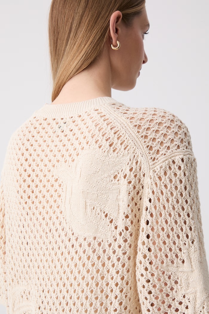 Zadig&Voltaire pulover kratkih rukava za žene s lanom KWSW02924 bež