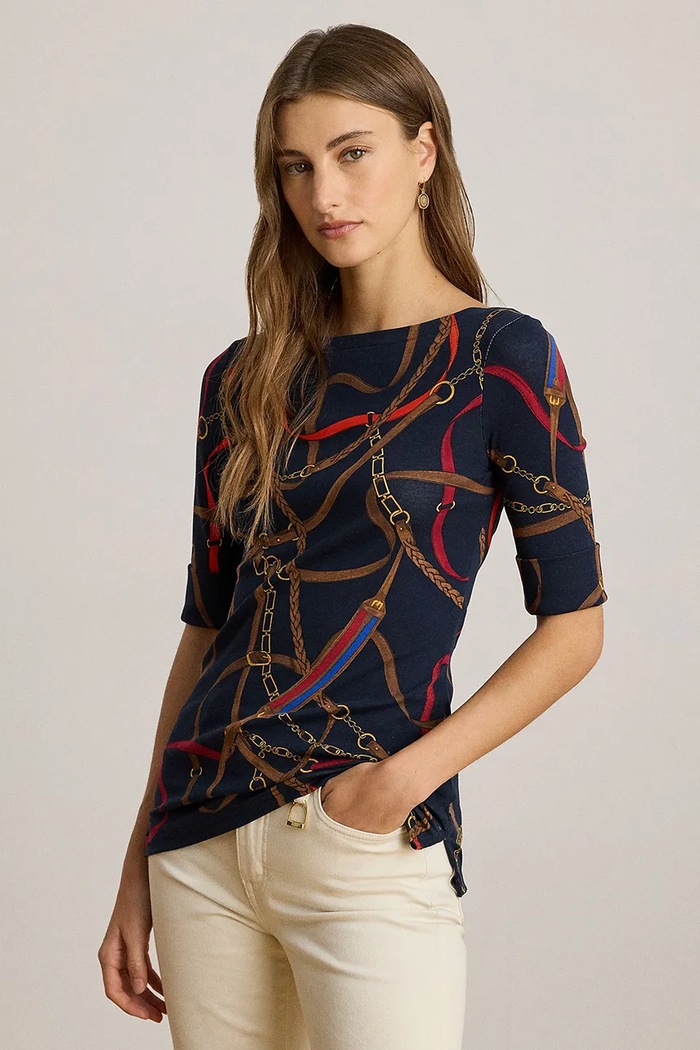 Tričko s dlouhým rukávem Lauren Ralph Lauren slim námořnická modř 200P03722