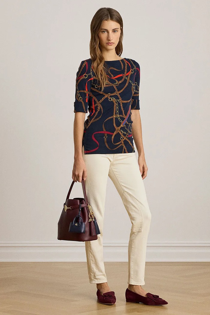Oblečení Tričko s dlouhým rukávem Lauren Ralph Lauren 200P03722 námořnická modř