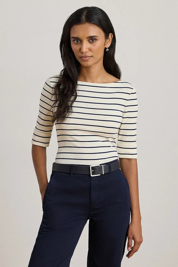 Tričko s dlouhým rukávem Lauren Ralph Lauren slim béžová 200P03723
