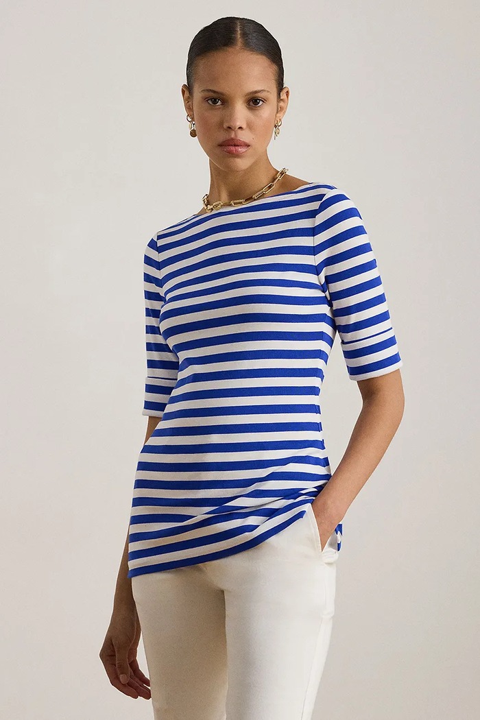 Lauren Ralph Lauren hosszú ujjú elasztánnal kék 200P03750