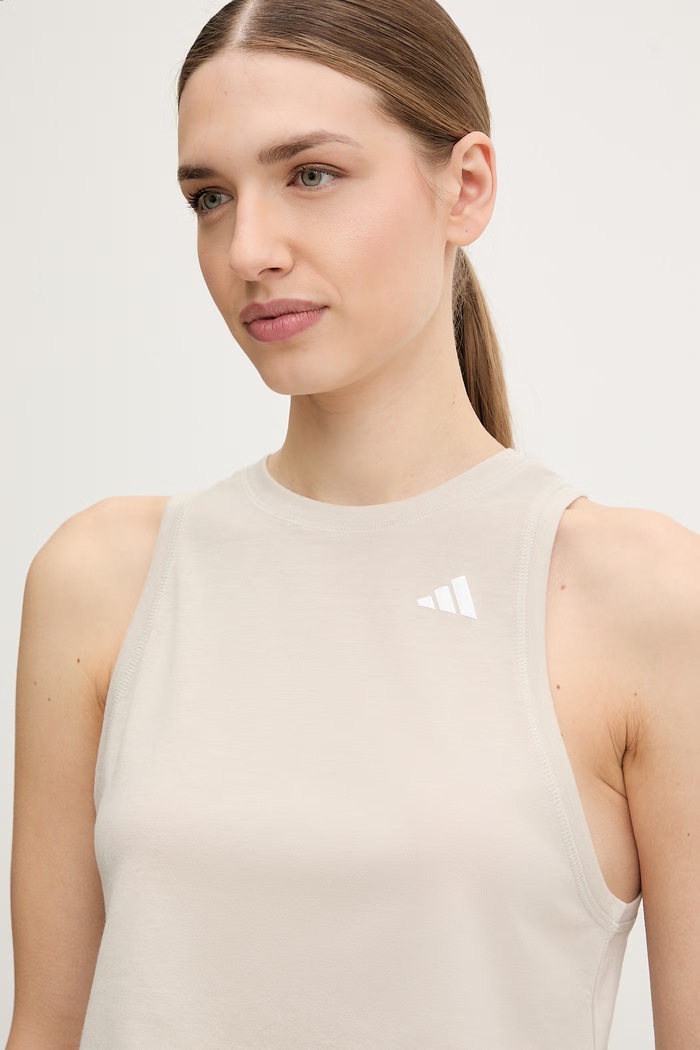 adidas Performance top de antrenament We Tank bej JC9557