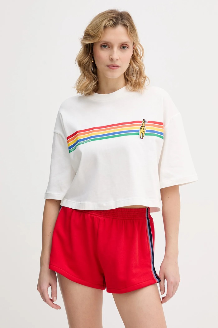 Bavlnené tričko United Colors of Benetton x Stranger Things relaxed biela 3BL0D10BC