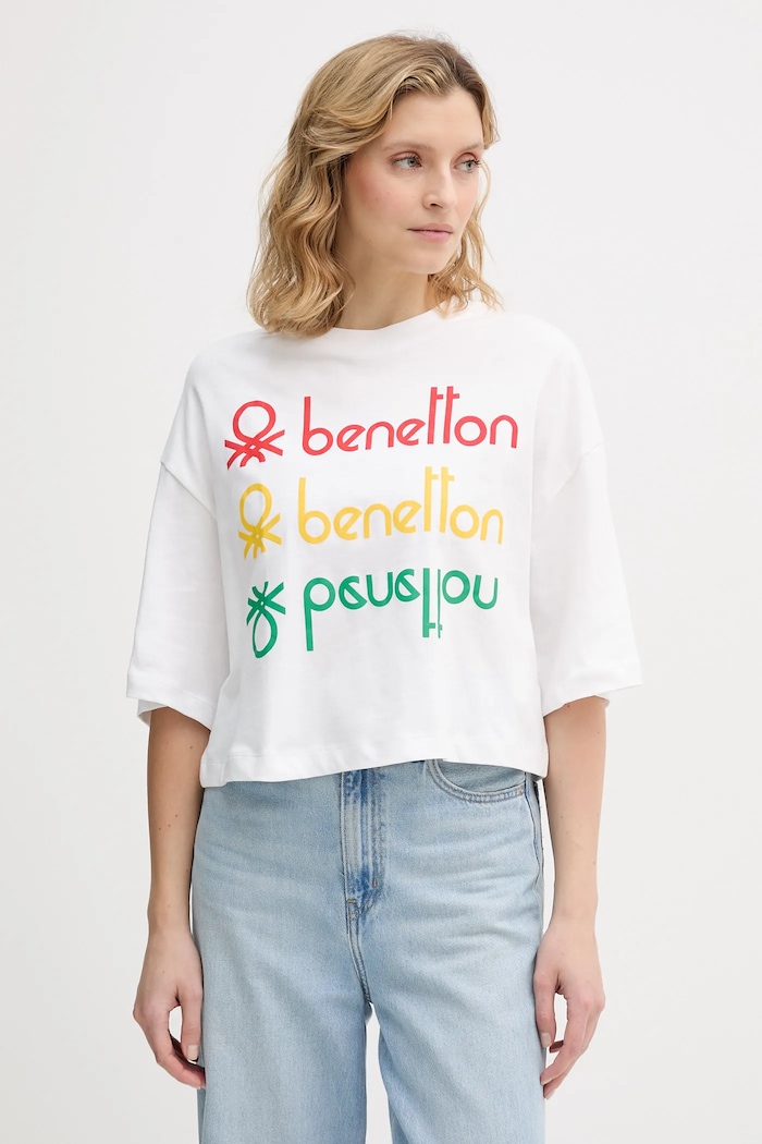 United Colors of Benetton pamut póló x Stranger Things pamut fehér 3BL0D10BC