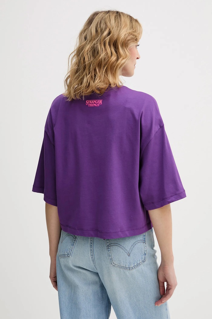 Oblečení Bavlněné tričko United Colors of Benetton x Stranger Things 3BL0D10BC fialová