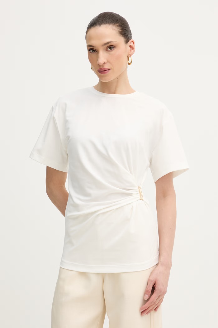 Pinko T-shirt γυναικείο από βαμβάκι με ελαστάν μπεζ 106455.A35D