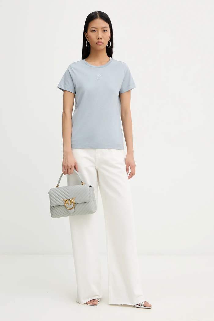 Βαμβακερό μπλουζάκι Pinko 100355.A339 μπλε SS26