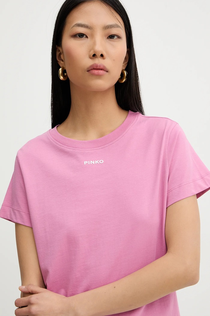 Памучна тениска Pinko розов 100373.A34F