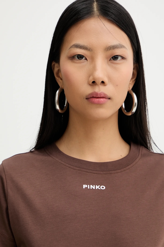 Памучна тениска Pinko кафяв 100373.A34F