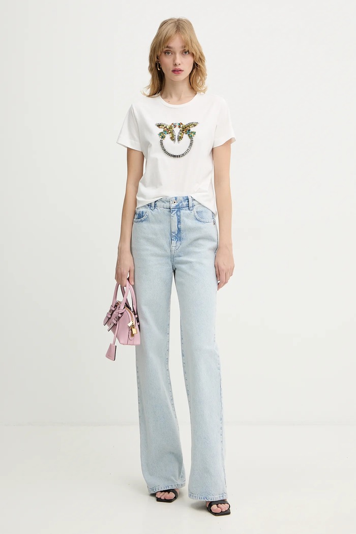 Бавовняна футболка Pinko 100535.A33F білий SS26