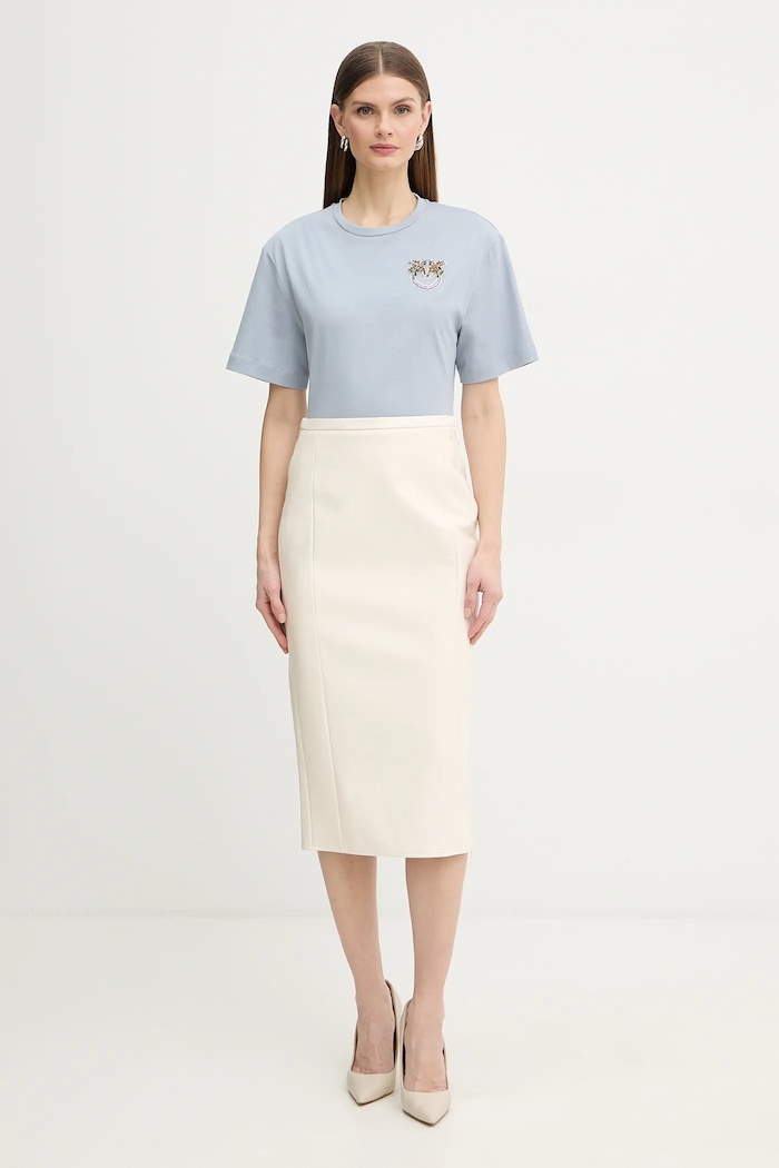 Βαμβακερό μπλουζάκι Pinko 105526.A33F μπλε SS26