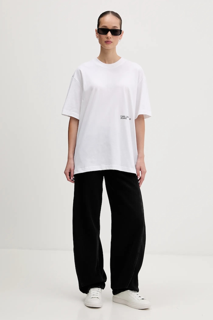 Bavlněné tričko Karl Lagerfeld Jeans B1W17059 bílá SS26
