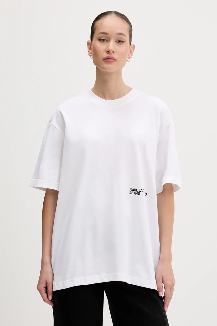 Oblečení Bavlněné tričko Karl Lagerfeld Jeans B1W17059 bílá