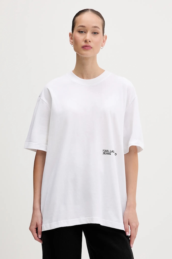 Oblečení Bavlněné tričko Karl Lagerfeld Jeans B1W17059 bílá