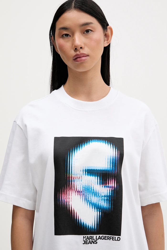 Bavlněné tričko Karl Lagerfeld Jeans bílá B1W17061