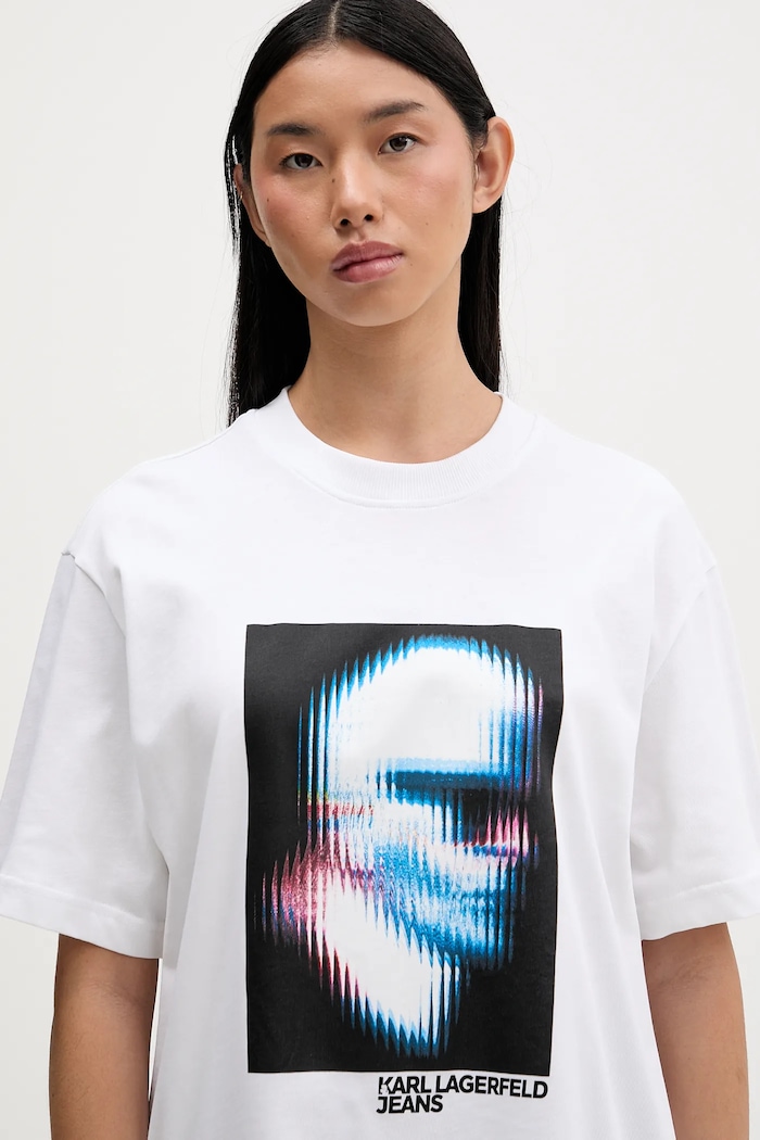 Bavlněné tričko Karl Lagerfeld Jeans bílá B1W17061