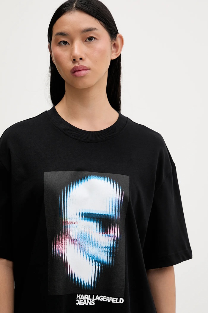 Karl Lagerfeld Jeans pamut póló fekete B1W17061