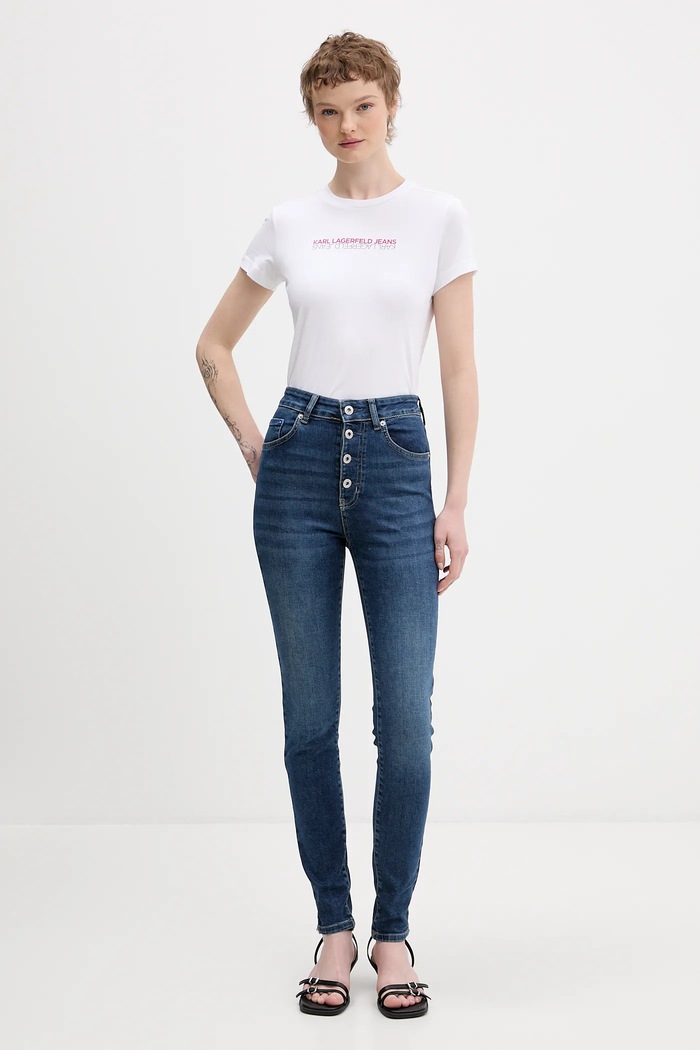 Pamučna majica Karl Lagerfeld Jeans B1W17053 bijela SS26