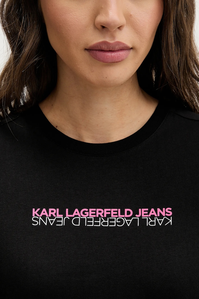 Памучна тениска Karl Lagerfeld Jeans B1W17053 черен