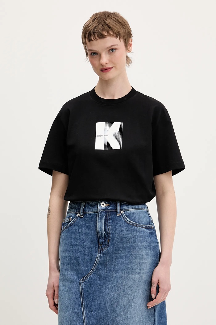 Памучна тениска Karl Lagerfeld Jeans стандартна черен B1W17055